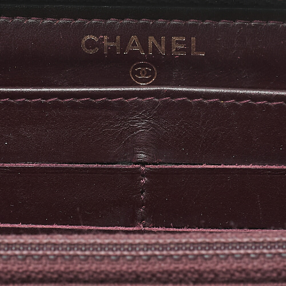 CHANEL Matelasse Round Long Wallet Caviar Skin Black Gold-Tone Hardware, Pre-Owned