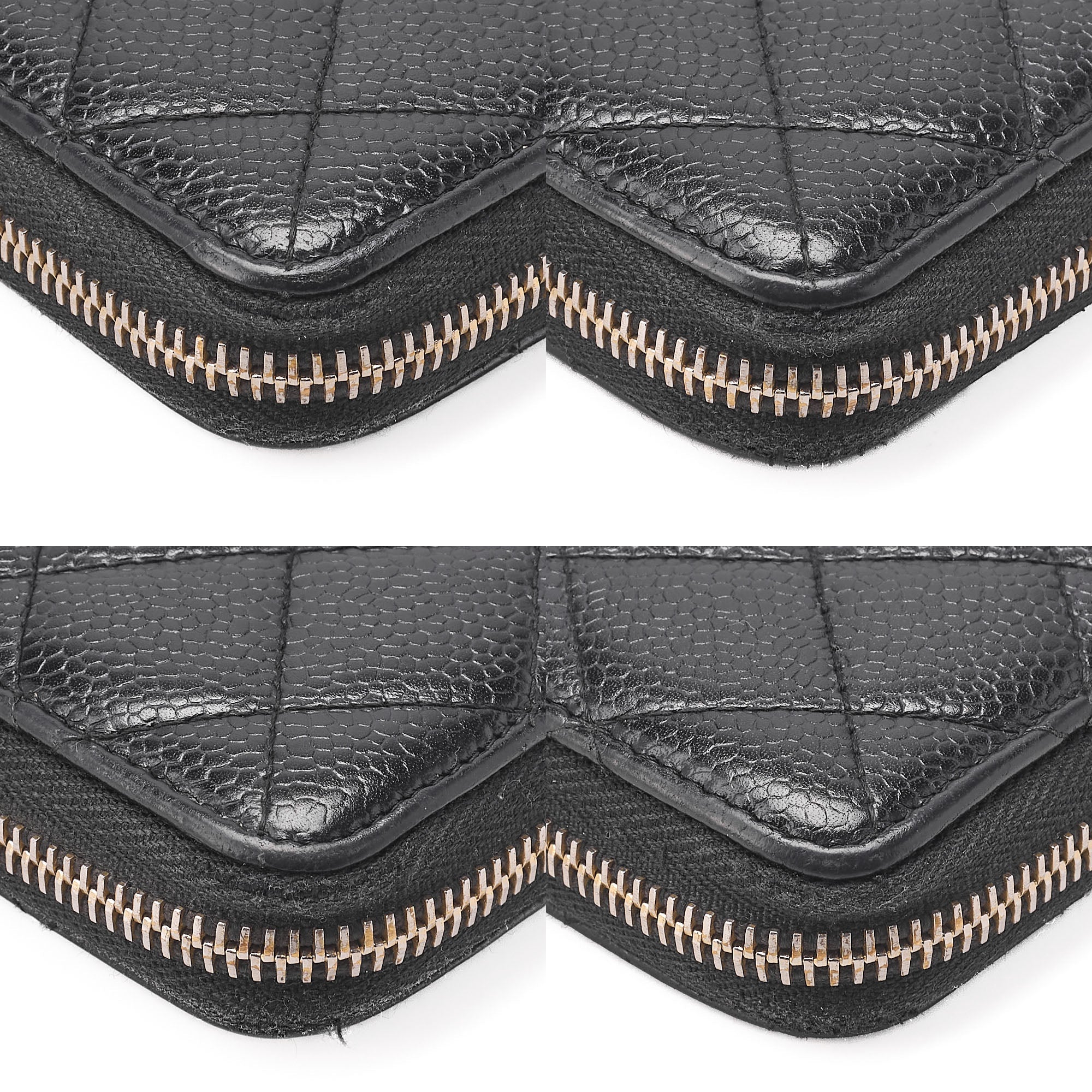 CHANEL Matelasse Round Long Wallet Caviar Skin Black Gold-Tone Hardware, Pre-Owned