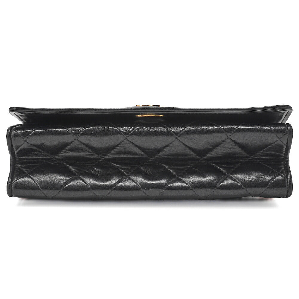 CHANEL Shoulder Bag Matelasse Coco Mark Push Lock 6-Strand Chain Shoulder Black Gold-Tone Hardware, Pre-Owned