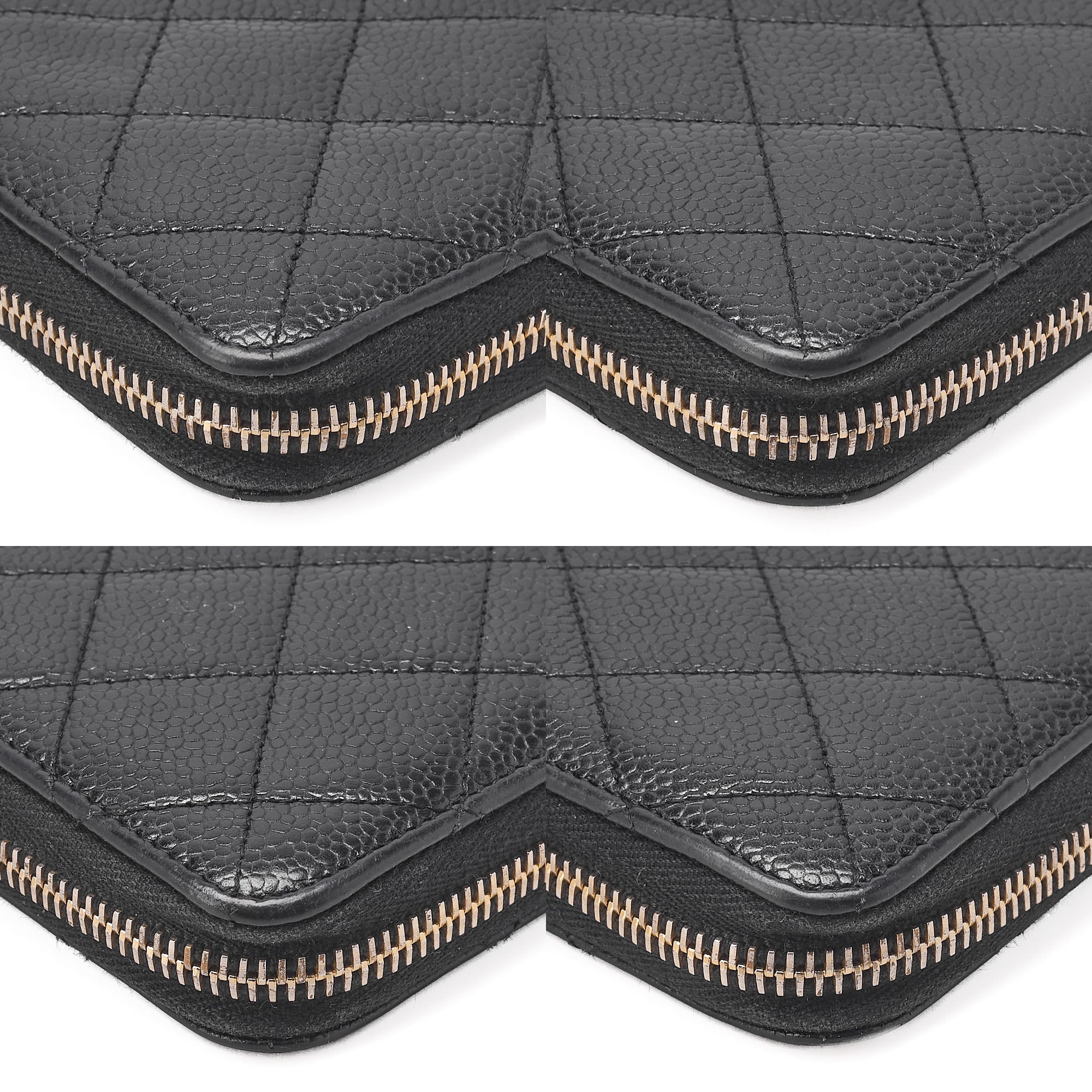 CHANEL Matelasse Round Long Wallet Caviar Skin Black Gold-Tone Hardware, Pre-Owned