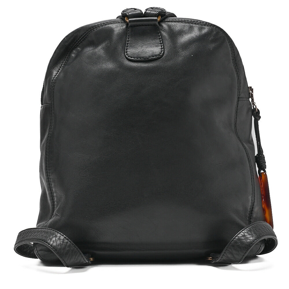 CHANEL Coco Mark Tortoiseshell Plate Backpack Lambskin Black Silver-Tone Hardware, Pre-Owned