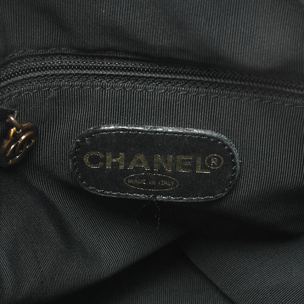 CHANEL Coco Mark Tortoiseshell Plate Backpack Lambskin Black Silver-Tone Hardware, Pre-Owned