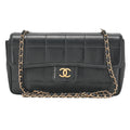 CHANEL Shoulder Bag Shoulder Bag Chocolate Bar Lambskin Black Gold-Tone Hardware, Pre-Owned