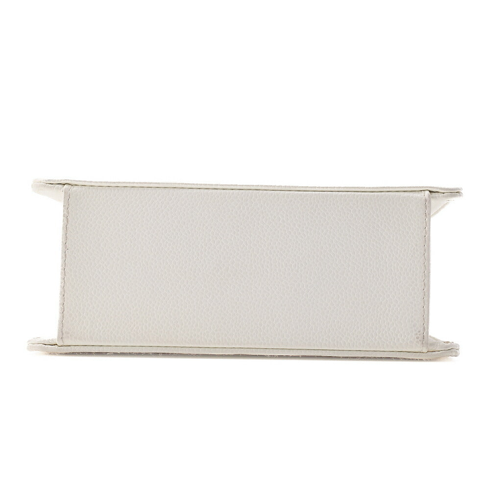 CHANEL Caviar Skin Single Turnlock One Shoulder White Black-Tone Hardware, Pre-Owned