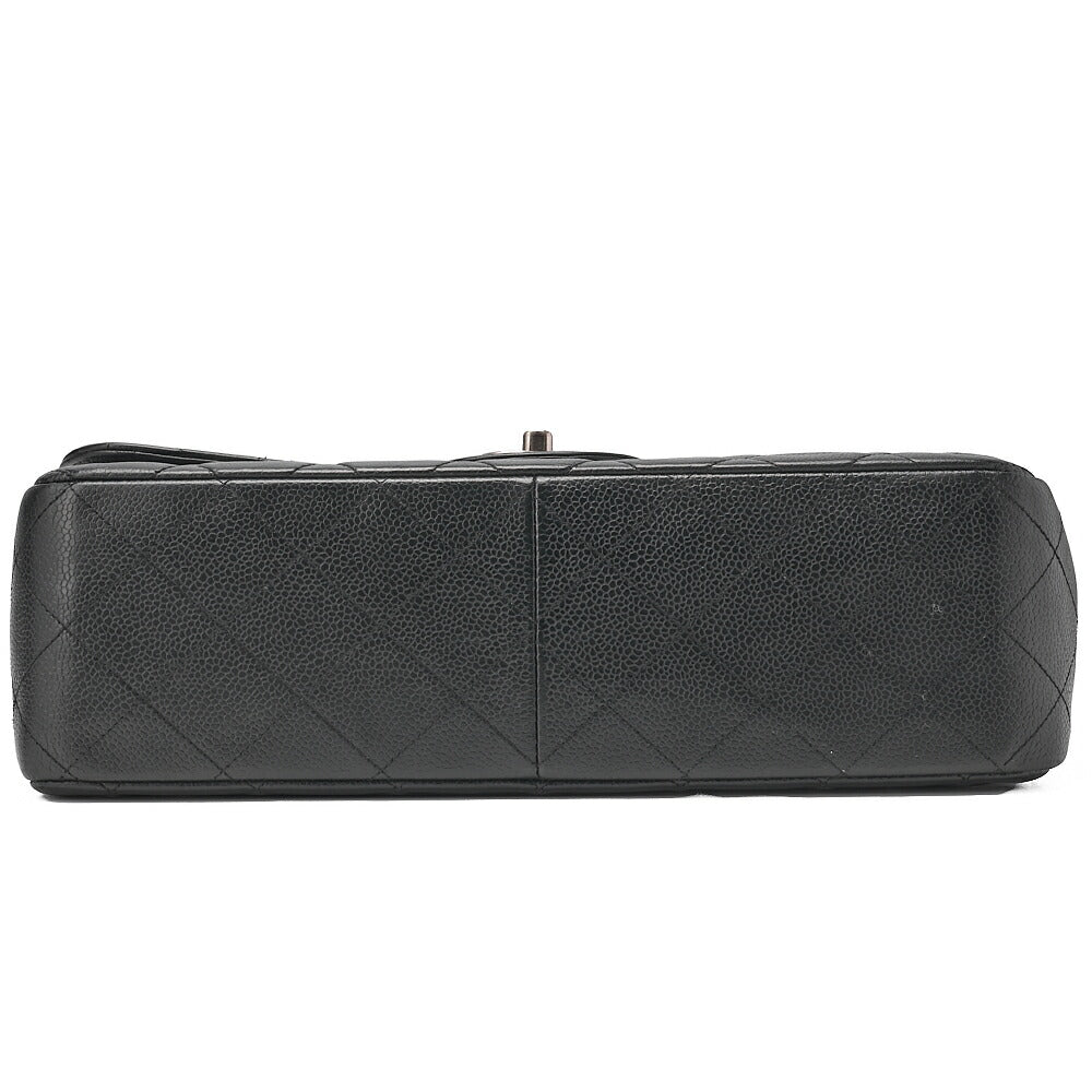 CHANEL Caviar Skin Deca Matassse 29cm Single Flap Chain Shoulder Bag Black Silver-Tone Hardware, Pre-Owned