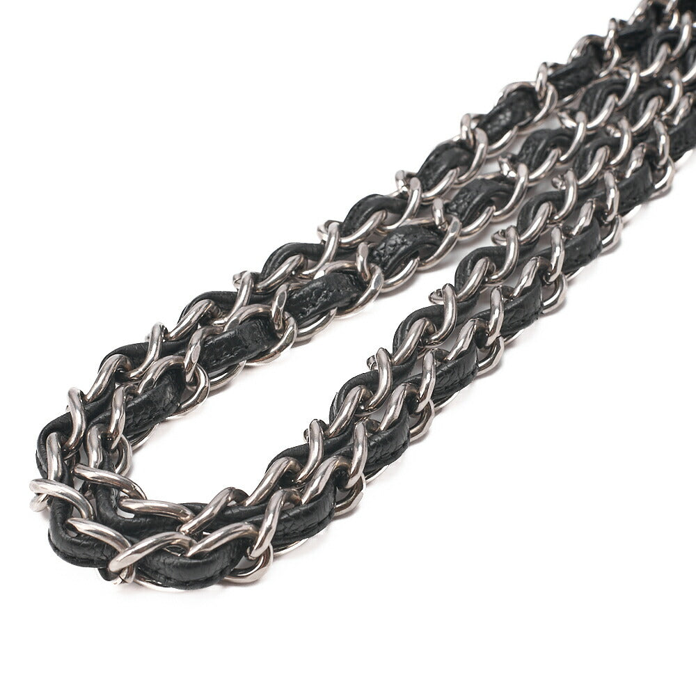 CHANEL Caviar Skin Deca Matassse 29cm Single Flap Chain Shoulder Bag Black Silver-Tone Hardware, Pre-Owned
