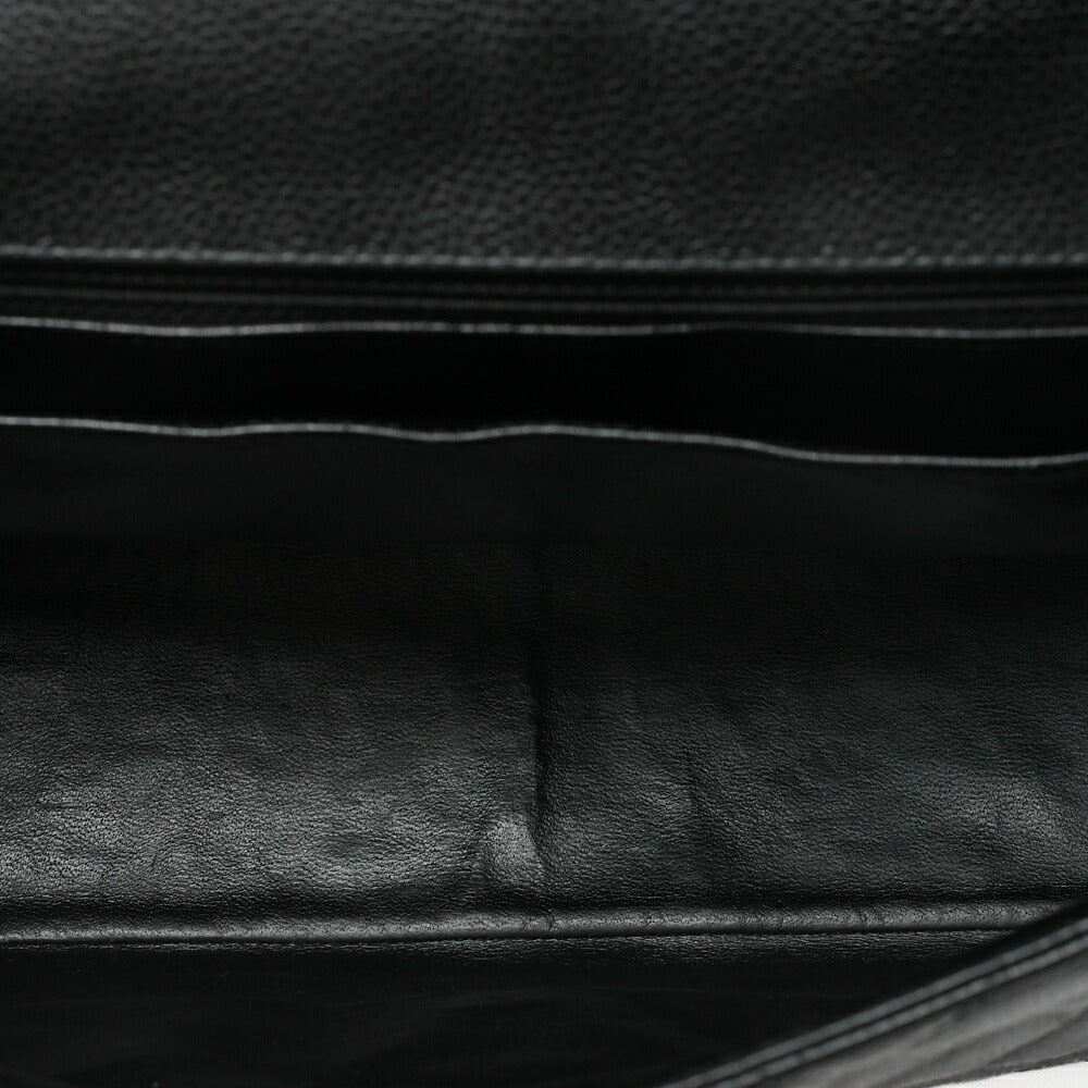 CHANEL Caviar Skin Deca Matassse 29cm Single Flap Chain Shoulder Bag Black Silver-Tone Hardware, Pre-Owned