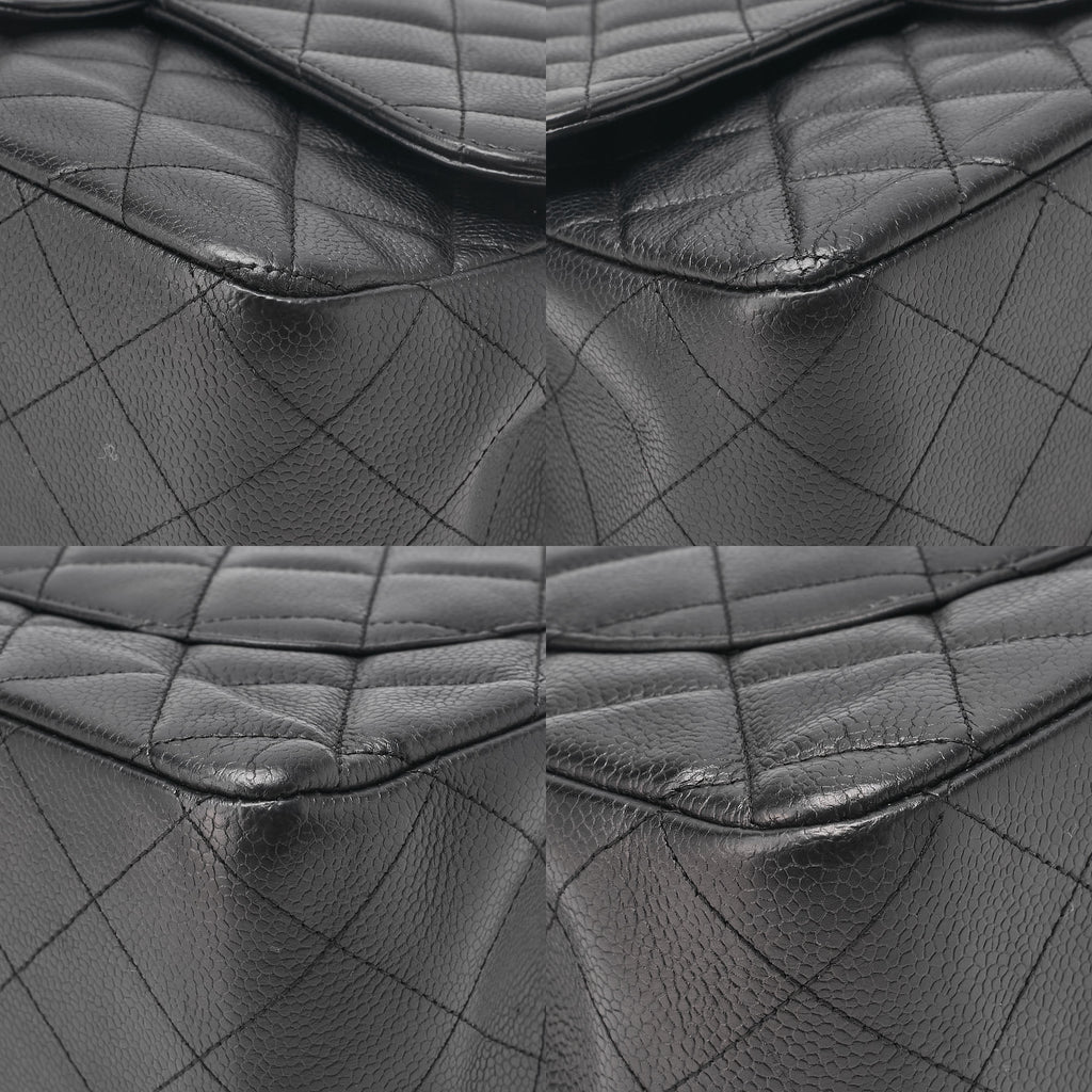 CHANEL Caviar Skin Deca Matassse 29cm Single Flap Chain Shoulder Bag Black Silver-Tone Hardware, Pre-Owned