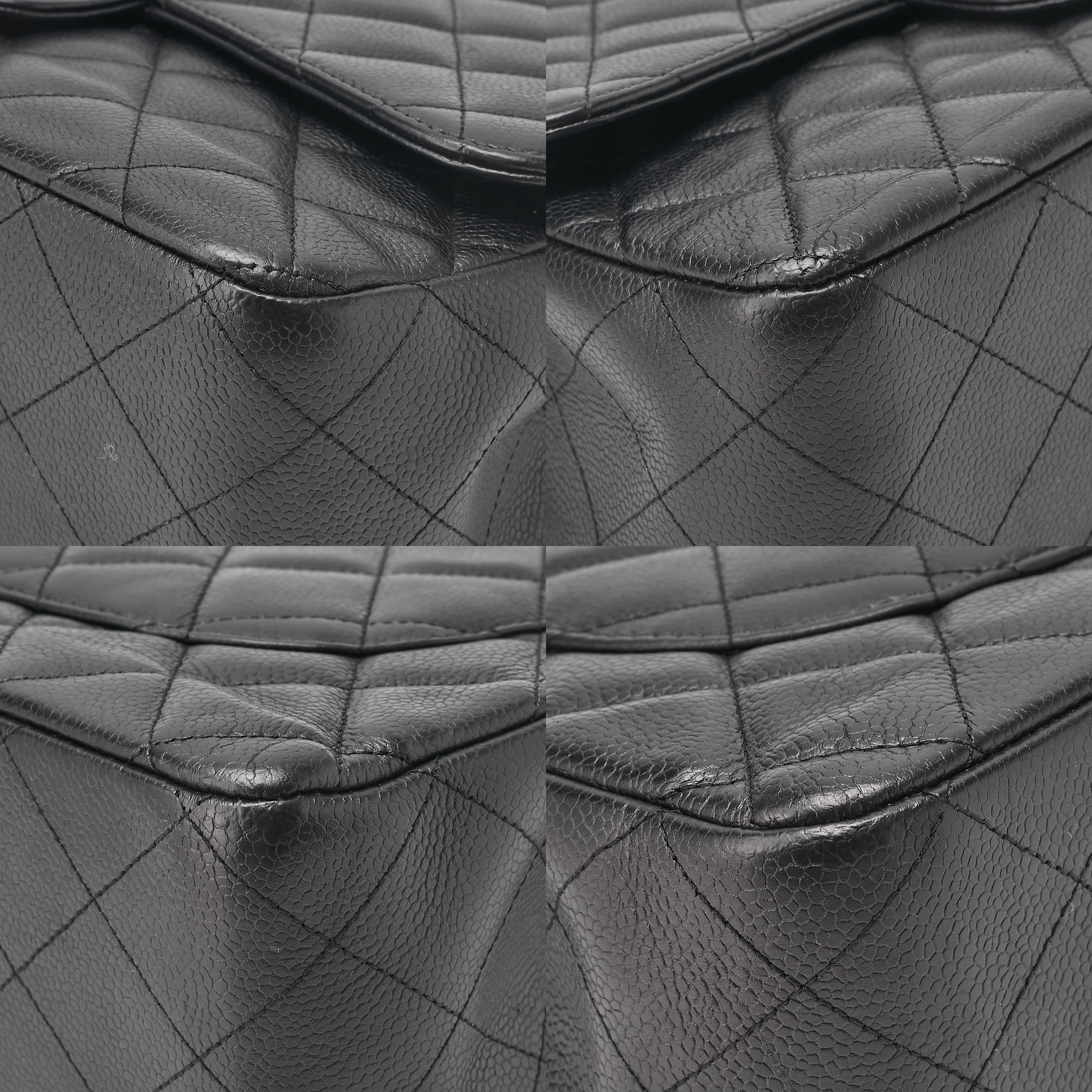 CHANEL Caviar Skin Deca Matassse 29cm Single Flap Chain Shoulder Bag Black Silver-Tone Hardware, Pre-Owned
