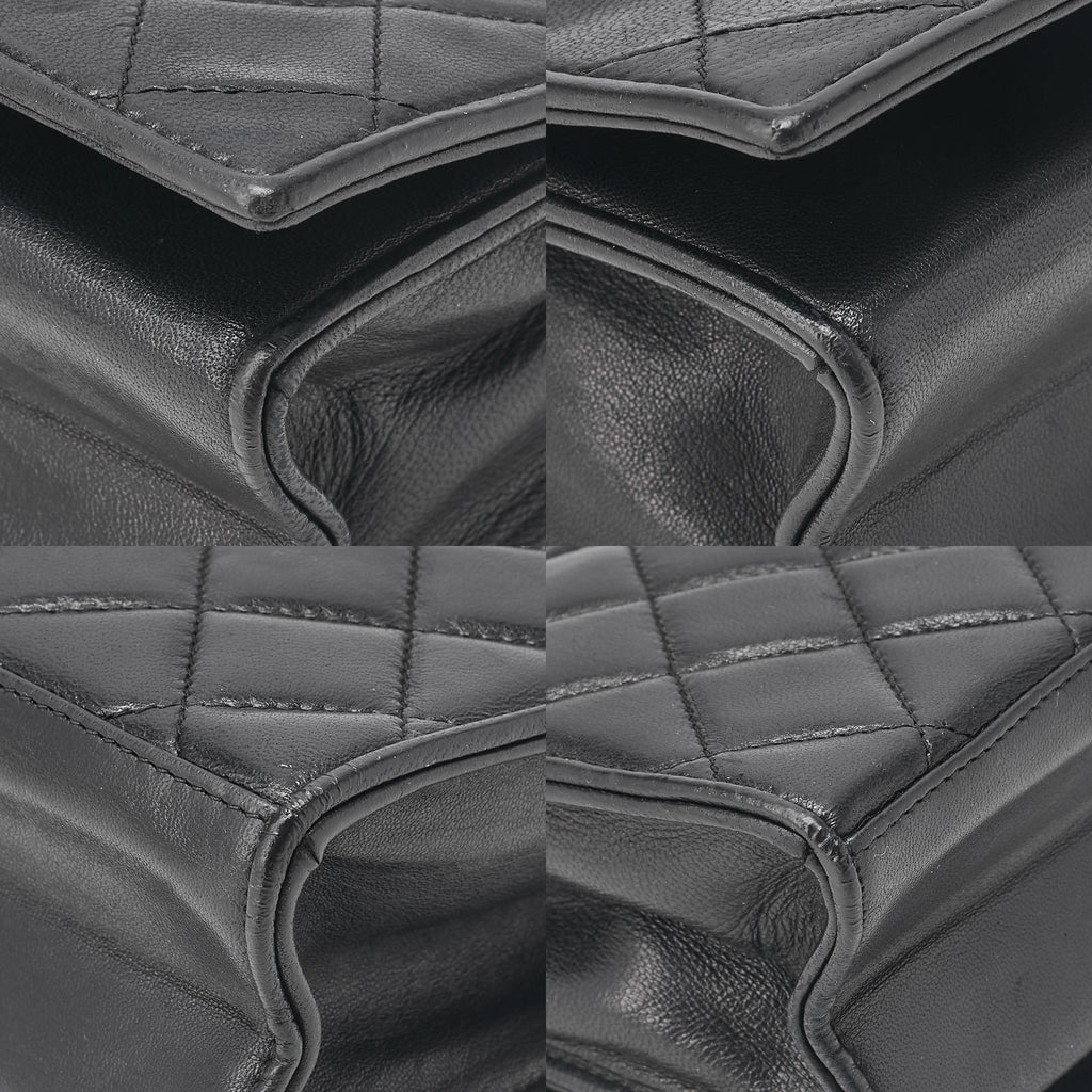 CHANEL Matelasse Full Flap Magnetic Lock Lambskin Black Coco Mark Gold-Tone Hardware, Pre-Owned