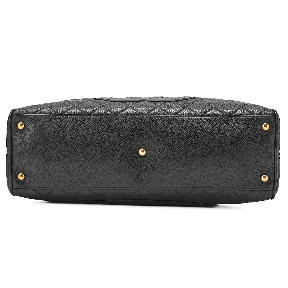 CHANEL Handbag Boston Bag Caviar Skin Matelasse Cocomark Black Gold-Tone Hardware, Pre-Owned