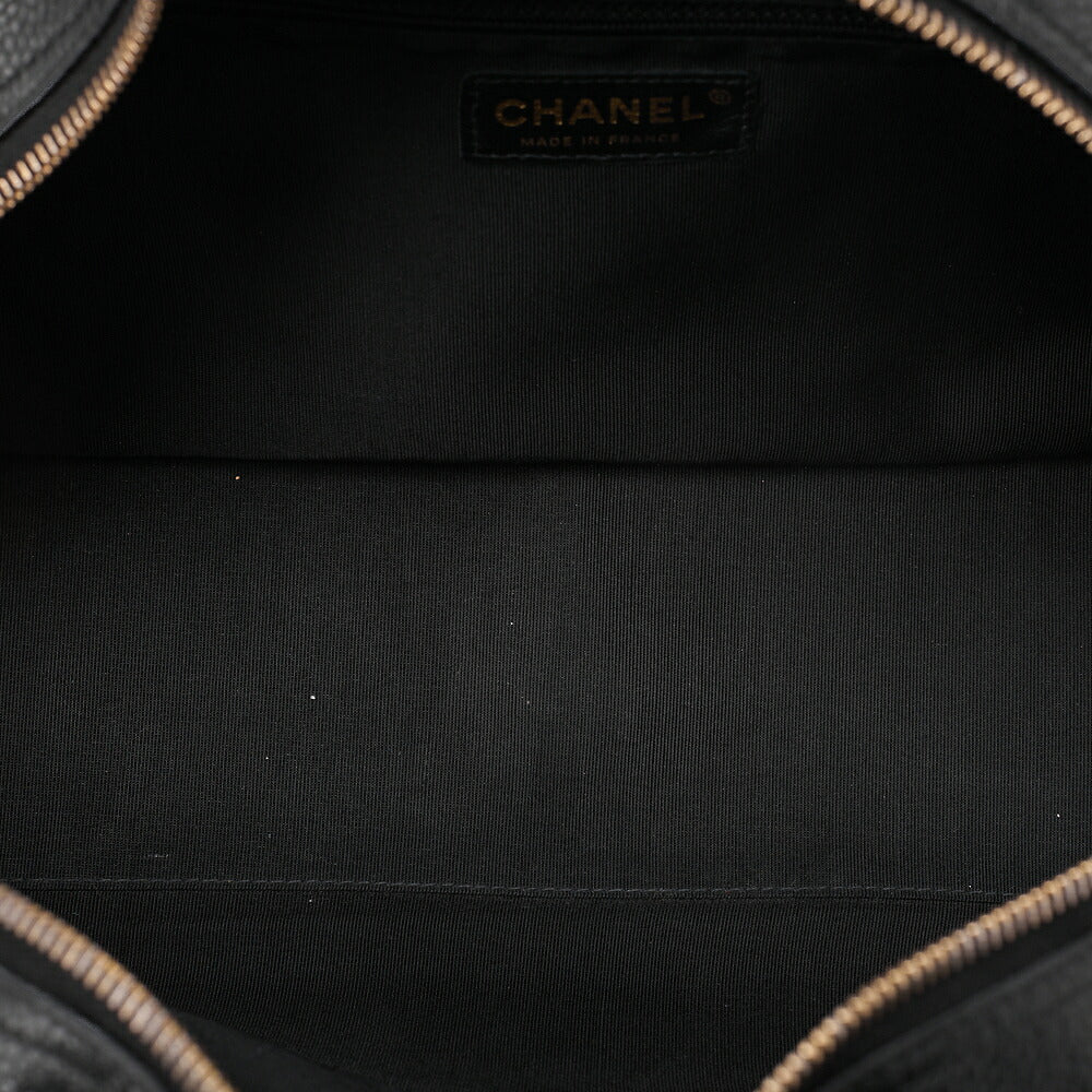 CHANEL Handbag Boston Bag Caviar Skin Matelasse Cocomark Black Gold-Tone Hardware, Pre-Owned