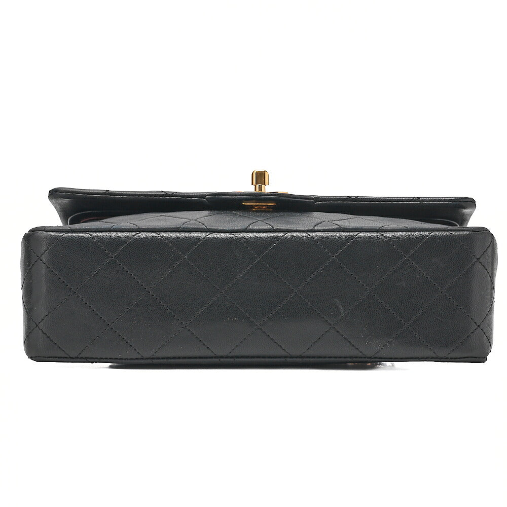 CHANEL Chain Shoulder Bag Matelasse 23cm Double Flap Lambskin Black Gold-Tone Hardware, Pre-Owned