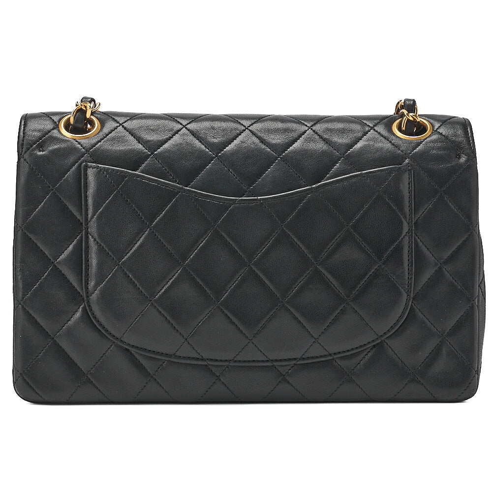 CHANEL Chain Shoulder Bag Matrasse Double Flap 23cm Lambskin Black Gold-Tone Hardware, Pre-Owned