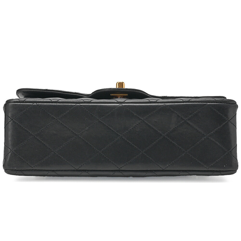 CHANEL Chain Shoulder Bag Matrasse Double Flap 23cm Lambskin Black Gold-Tone Hardware, Pre-Owned