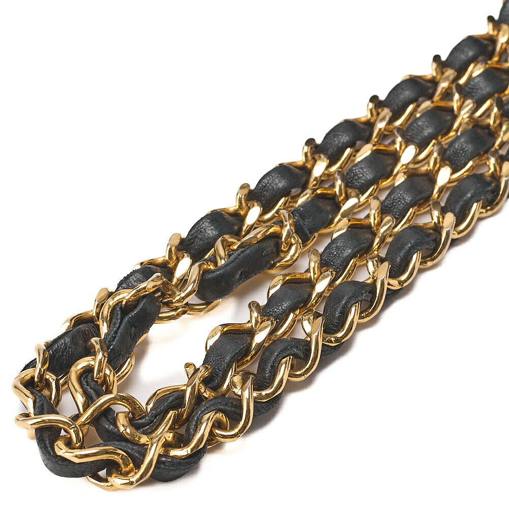 CHANEL Chain Shoulder Bag Matrasse Double Flap 23cm Lambskin Black Gold-Tone Hardware, Pre-Owned