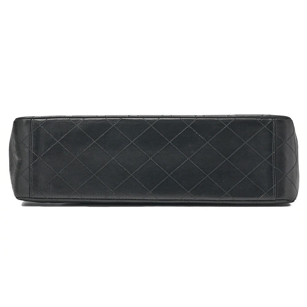 CHANEL Chain Shoulder Bag Deca Matrasse 34cm Single Flap Lambskin Black Gold-Tone Hardware, Pre-Owned