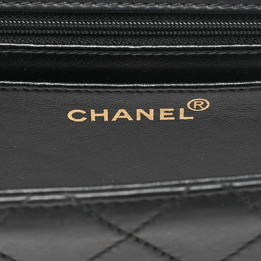 CHANEL Chain Shoulder Bag Matelasse 23cm Single Flap Lambskin Black Gold-Tone Hardware, Pre-Owned