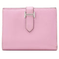 HERMES Bell Compact Bi-fold Wallet Epson Pink Silver-Tone Hardware, Pre-Owned