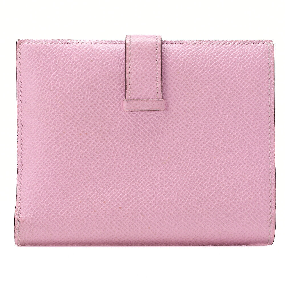 HERMES Bell Compact Bi-fold Wallet Epson Pink Silver-Tone Hardware, Pre-Owned