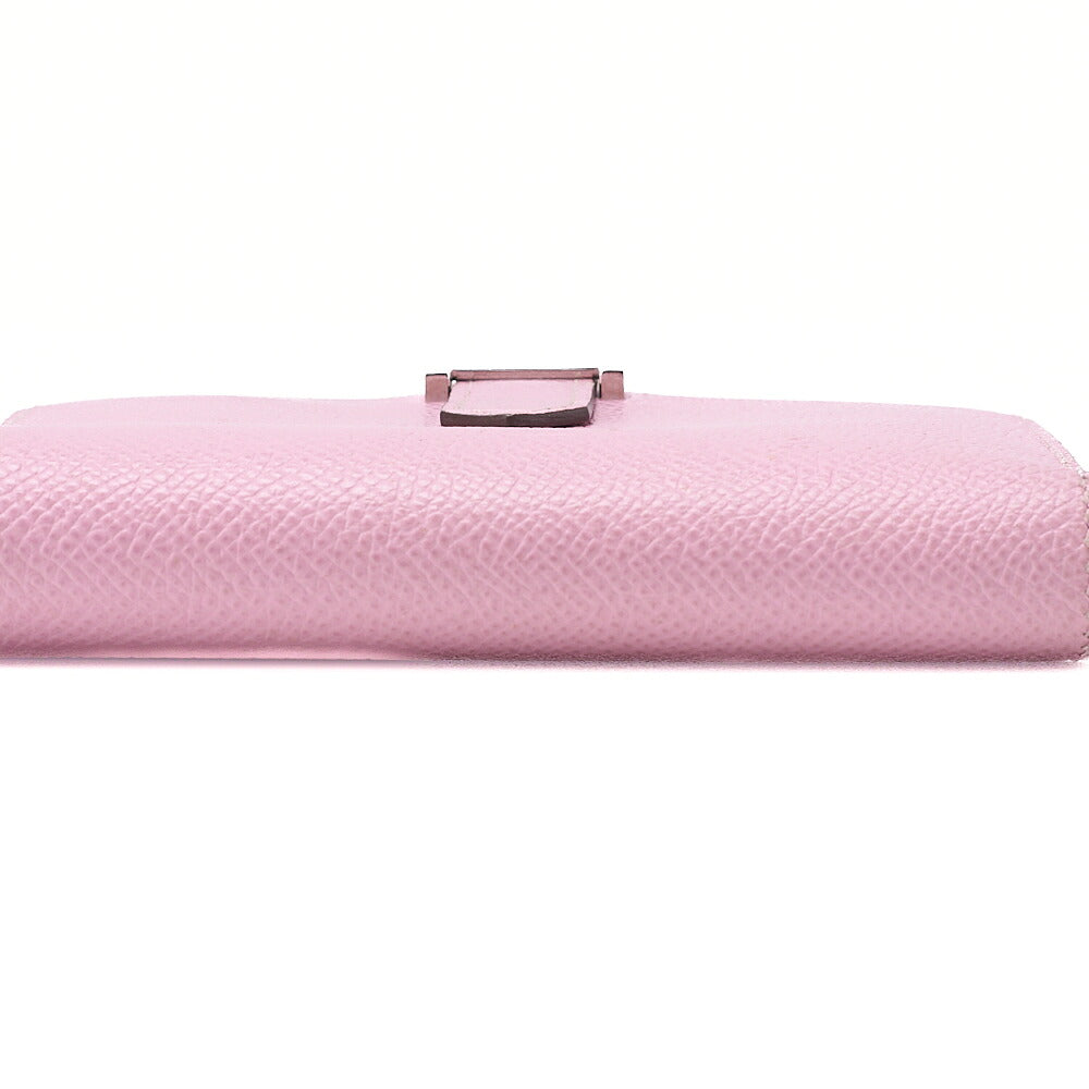 HERMES Bell Compact Bi-fold Wallet Epson Pink Silver-Tone Hardware, Pre-Owned
