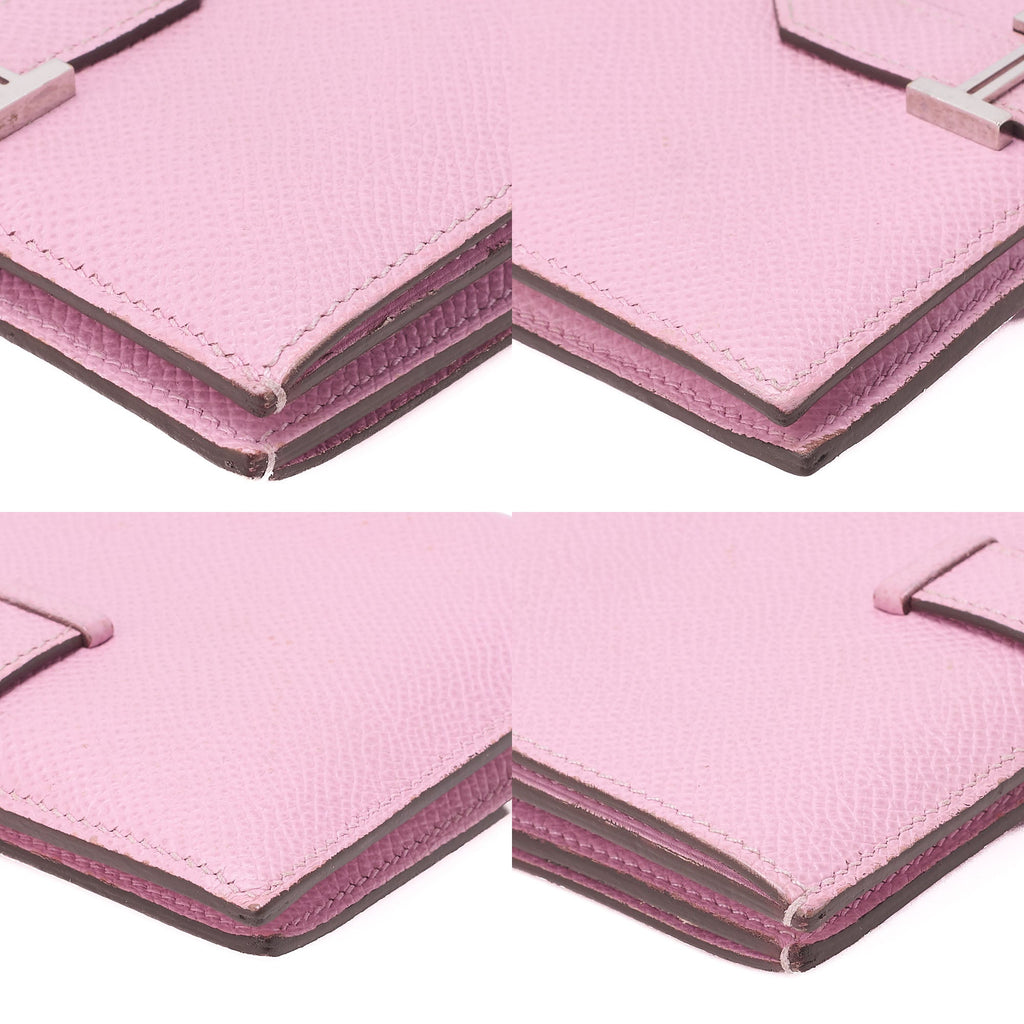 HERMES Bell Compact Bi-fold Wallet Epson Pink Silver-Tone Hardware, Pre-Owned
