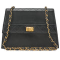 CHANEL Lambskin Matrasse Trapezoidal 2.55 Turnlock Single Flap Chain Shoulder Black Gold-Tone Hardware, Pre-Owned
