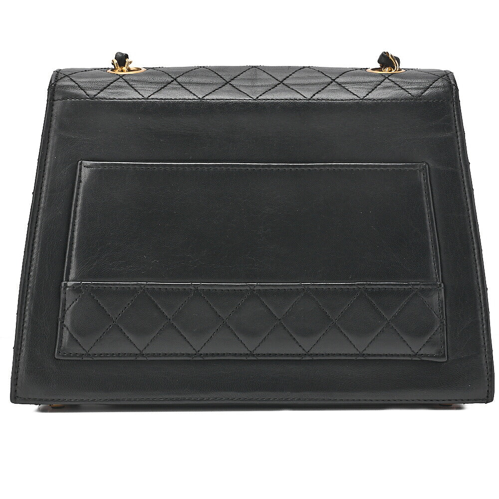 CHANEL Lambskin Matrasse Trapezoidal 2.55 Turnlock Single Flap Chain Shoulder Black Gold-Tone Hardware, Pre-Owned