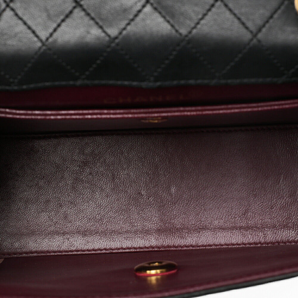 CHANEL Lambskin Matrasse Trapezoidal 2.55 Turnlock Single Flap Chain Shoulder Black Gold-Tone Hardware, Pre-Owned