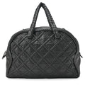 CHANEL Ultra Stitch Coco Mark Shoulder Boston Lambskin Black Silver-Tone Hardware, Pre-Owned