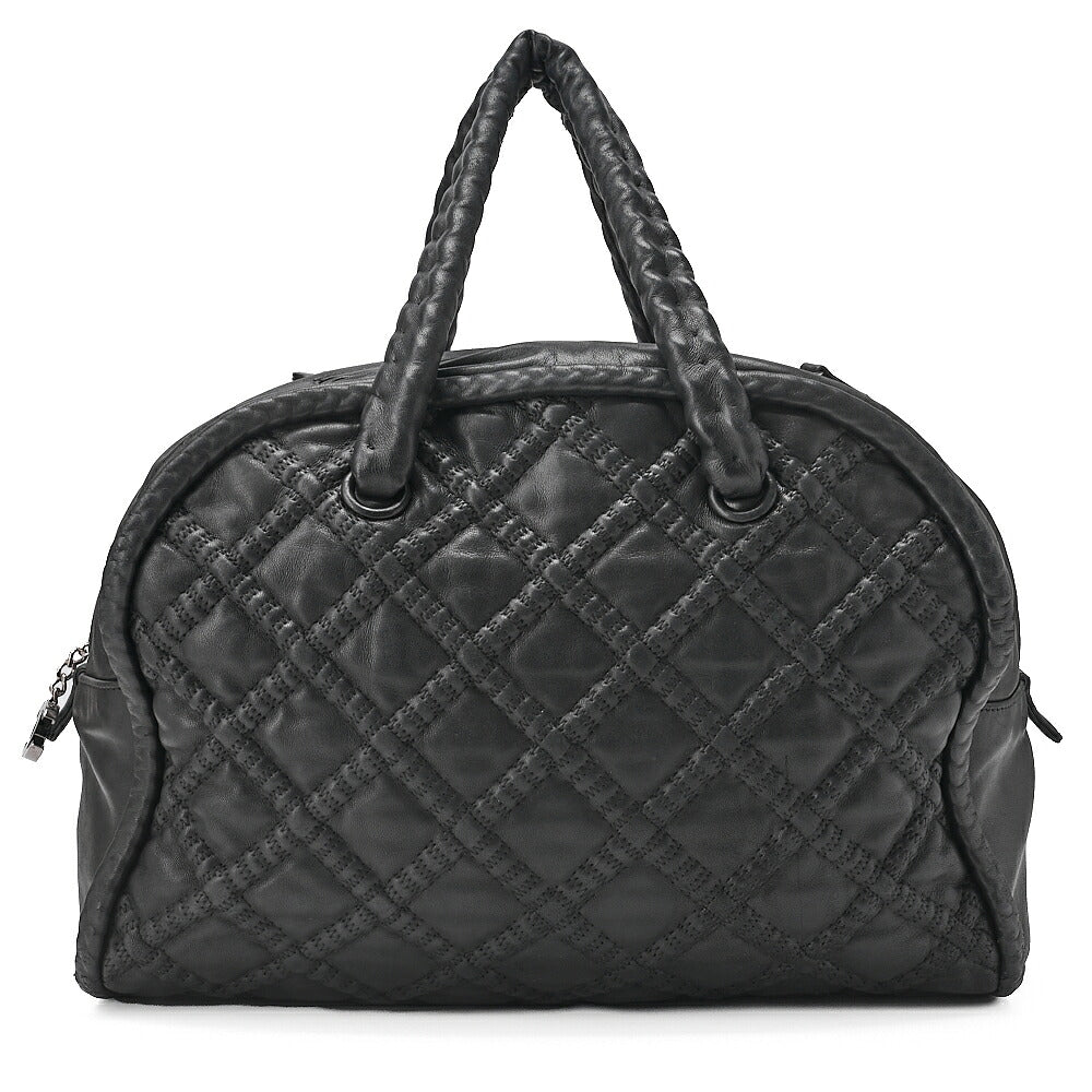 CHANEL Ultra Stitch Coco Mark Shoulder Boston Lambskin Black Silver-Tone Hardware, Pre-Owned
