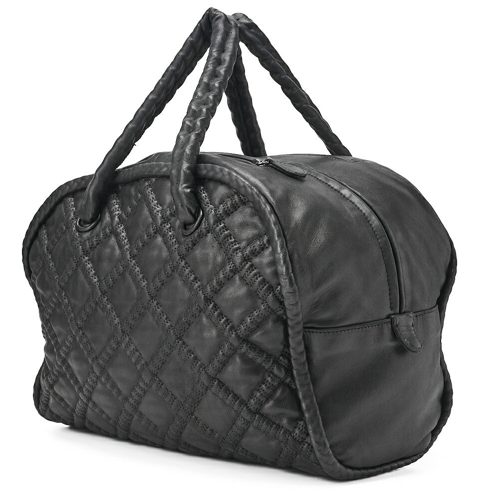 CHANEL Ultra Stitch Coco Mark Shoulder Boston Lambskin Black Silver-Tone Hardware, Pre-Owned