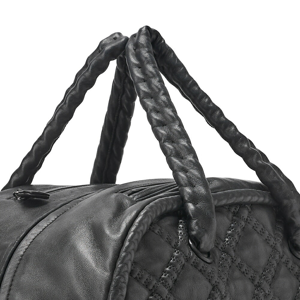 CHANEL Ultra Stitch Coco Mark Shoulder Boston Lambskin Black Silver-Tone Hardware, Pre-Owned