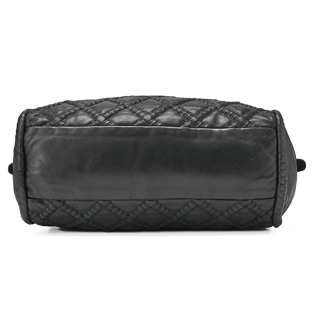 CHANEL Ultra Stitch Coco Mark Shoulder Boston Lambskin Black Silver-Tone Hardware, Pre-Owned