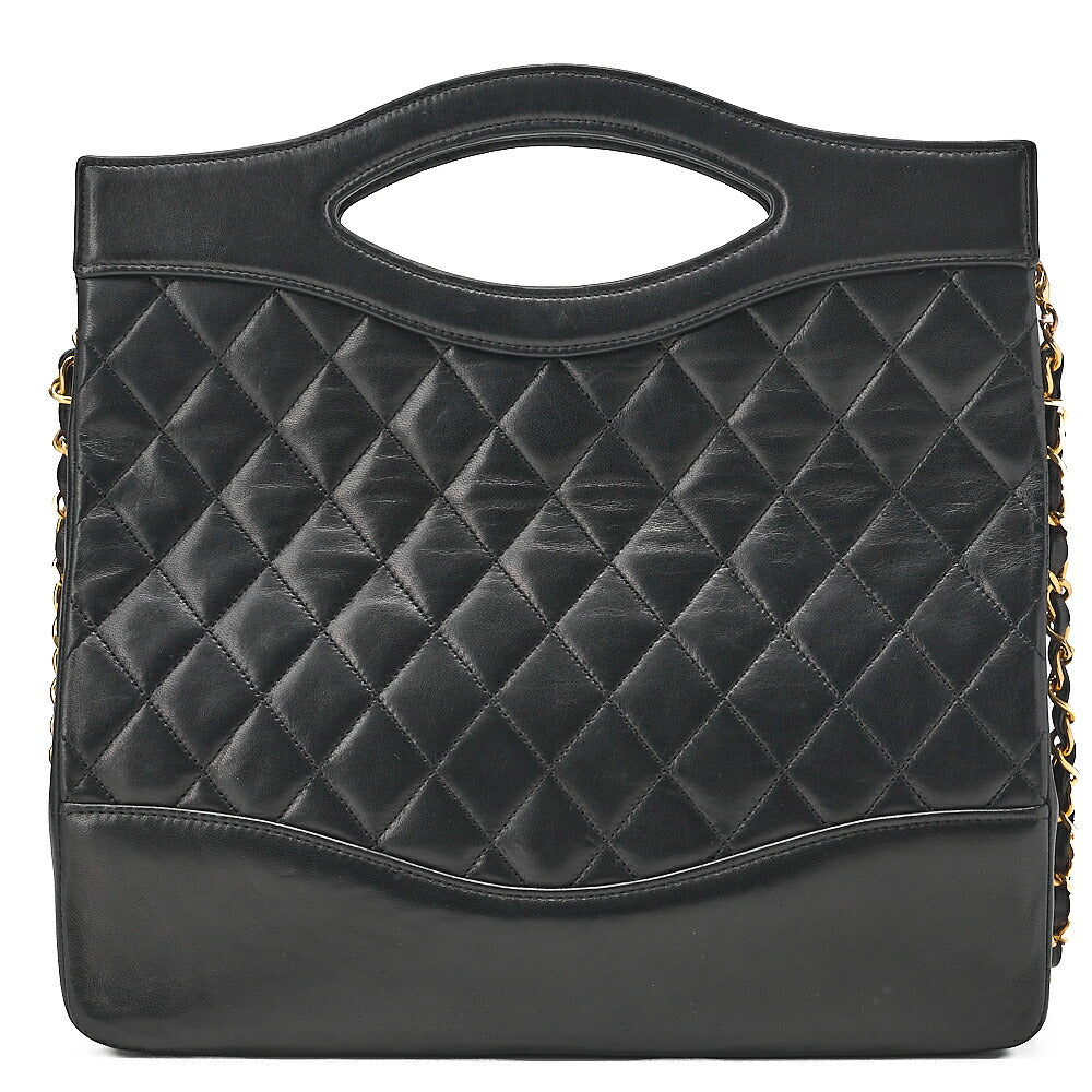 CHANEL Matelasse Chain Shoulder Bag Tote 2way Lambskin Black Gold-Tone Hardware, Pre-Owned