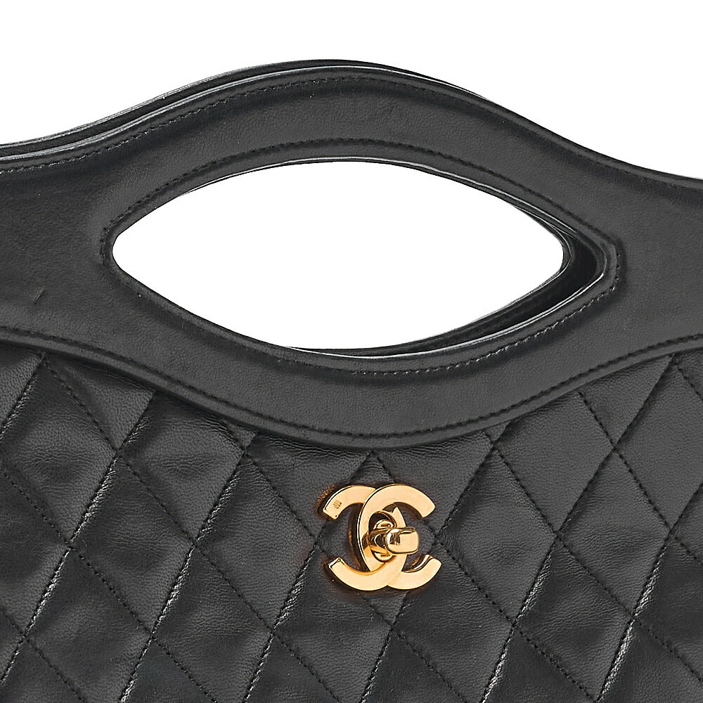 CHANEL Matelasse Chain Shoulder Bag Tote 2way Lambskin Black Gold-Tone Hardware, Pre-Owned