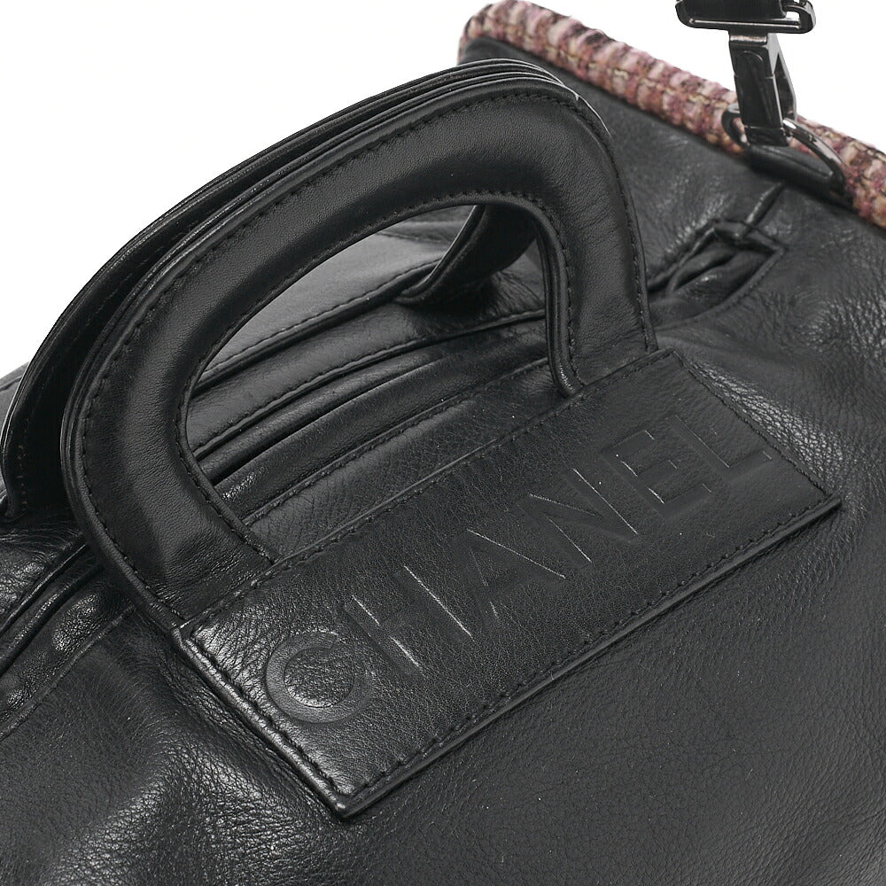 CHANEL Shoulder Bag 2way Shoulder Hand Tweed x Lambskin Black x Multicolor Silver-Tone Hardware, Pre-Owned
