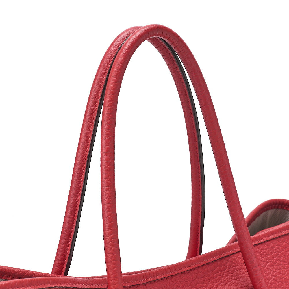 HERMES Garden Party PM Handbag Negonda Rouge Silver-Tone Hardware, Pre-Owned