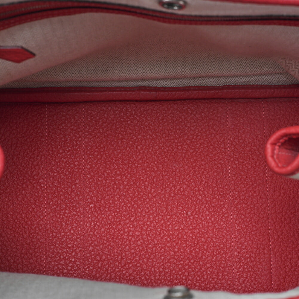HERMES Garden Party PM Handbag Negonda Rouge Silver-Tone Hardware, Pre-Owned