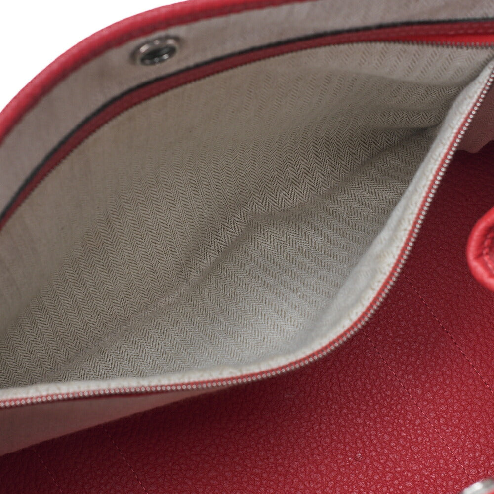 HERMES Garden Party PM Handbag Negonda Rouge Silver-Tone Hardware, Pre-Owned