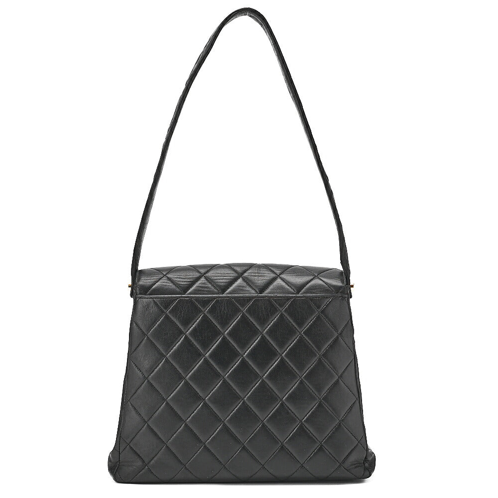 CHANEL One Shoulder Bag Matelasse Turnlock Single Flap Lambskin Black Gold-Tone Hardware, Pre-Owned