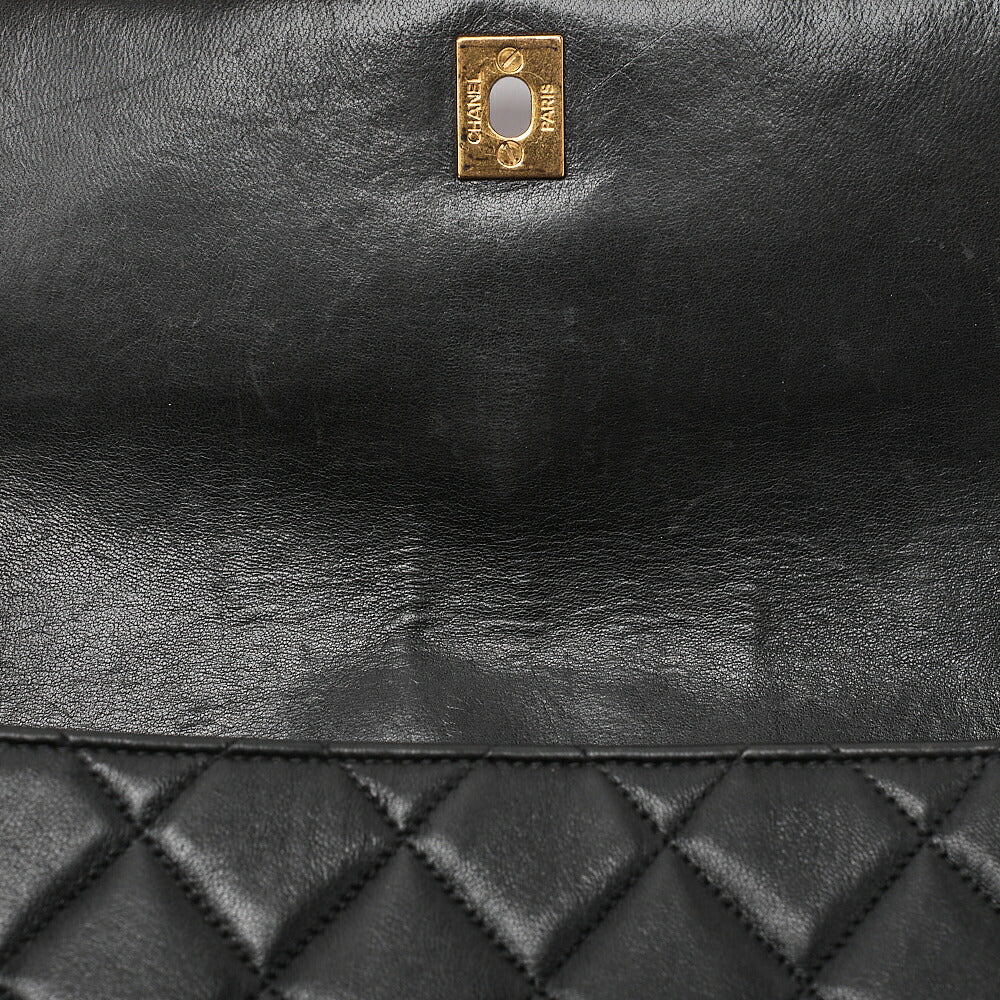 CHANEL One Shoulder Bag Matelasse Turnlock Single Flap Lambskin Black Gold-Tone Hardware, Pre-Owned