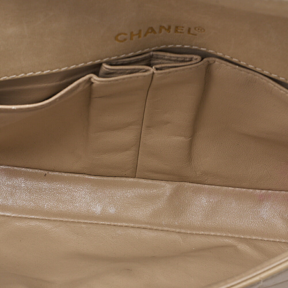 CHANEL Shoulder Bag Chocolate Bar Lambskin x Enamel Beige x Black Gold-Tone Hardware, Pre-Owned