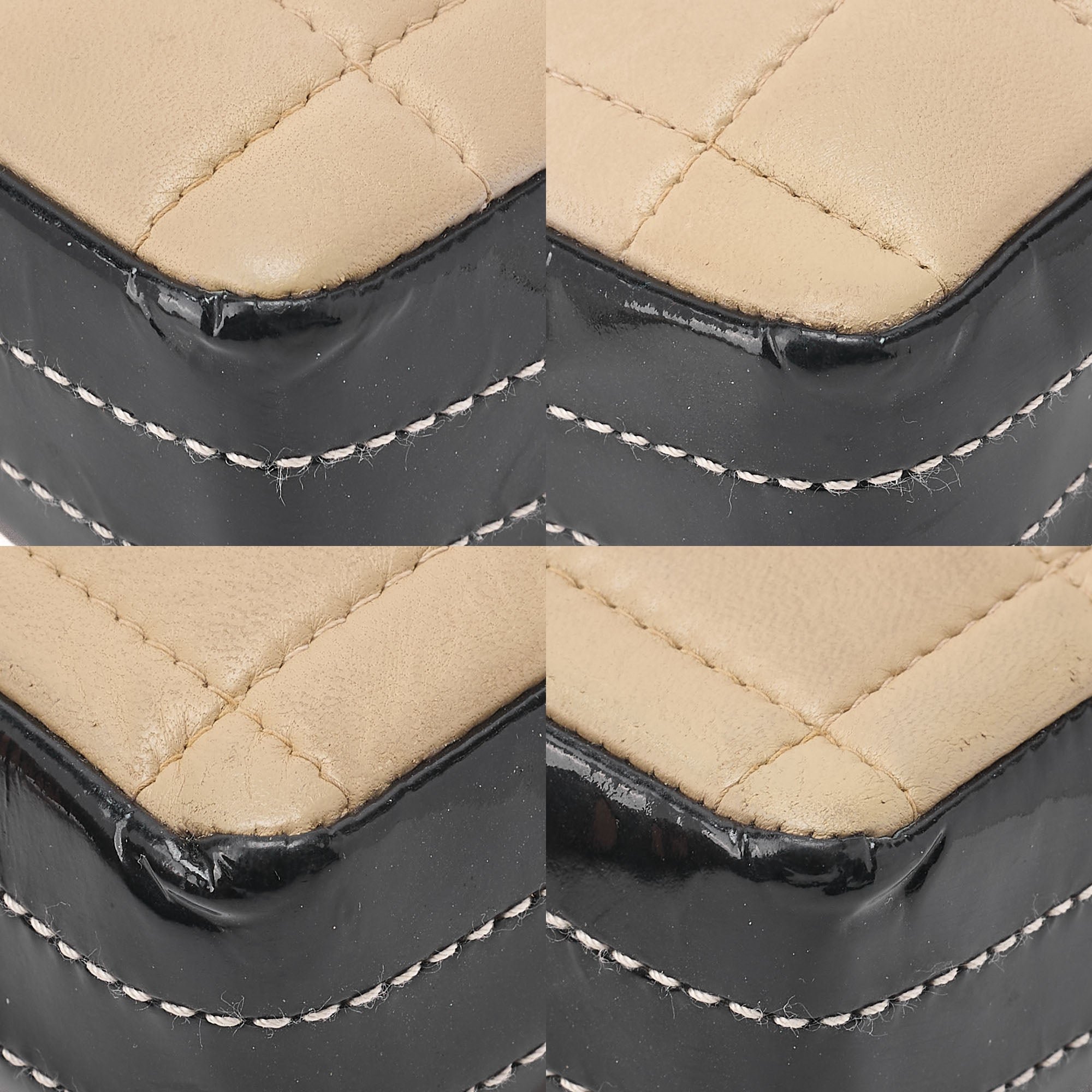 CHANEL Shoulder Bag Chocolate Bar Lambskin x Enamel Beige x Black Gold-Tone Hardware, Pre-Owned