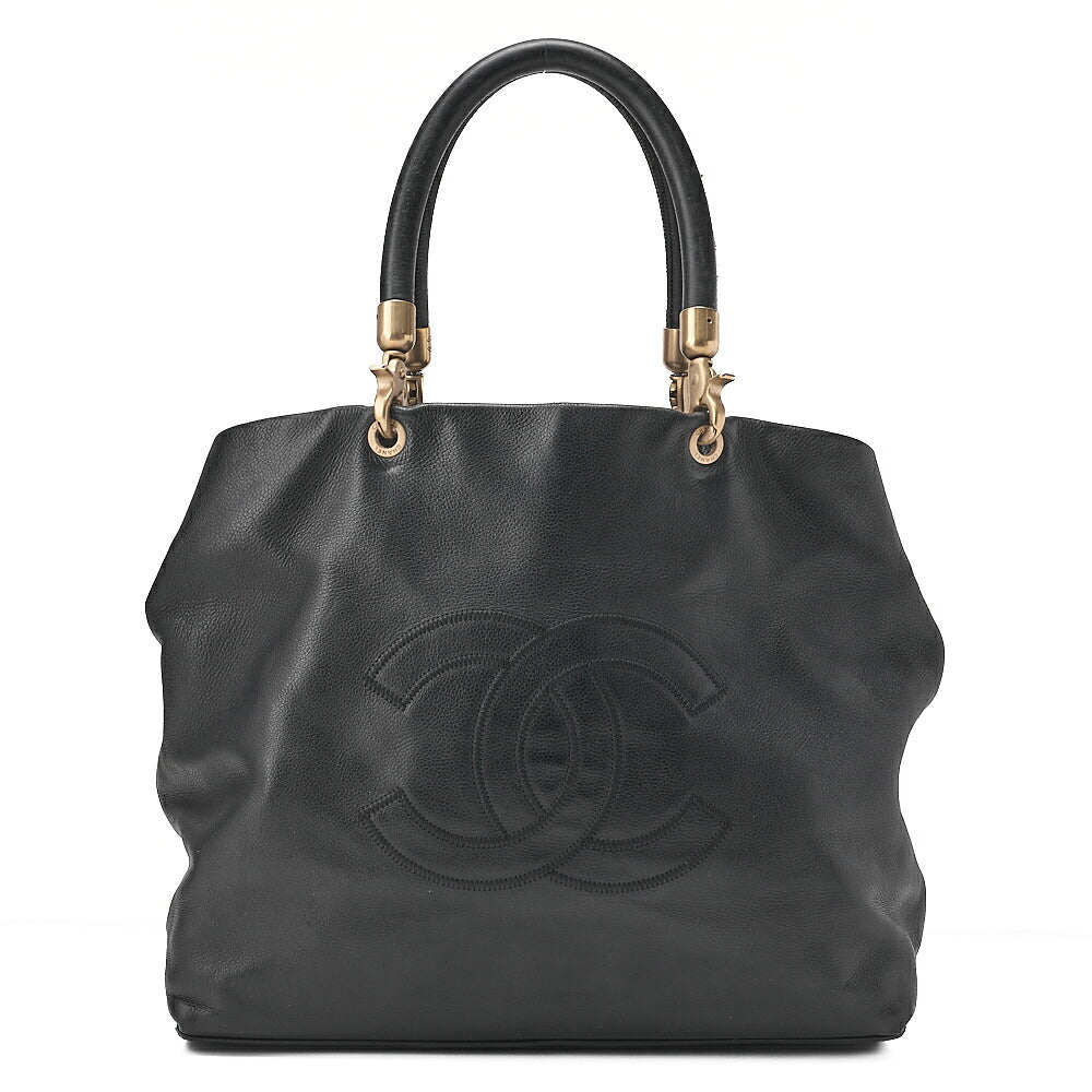 CHANEL Handbag (Removable Handle) Cocomark Caviar Skin Black Gold-Tone Hardware, Pre-Owned