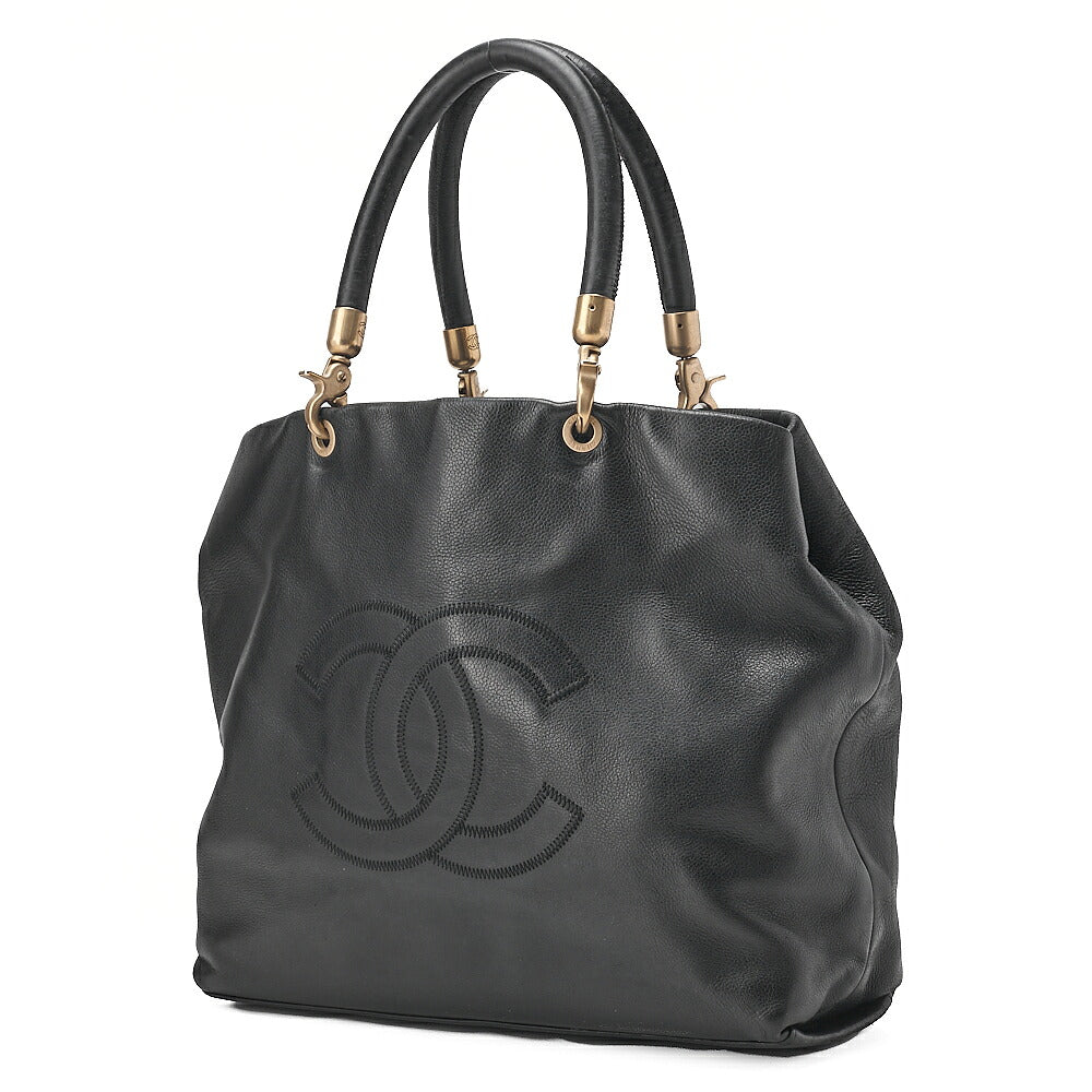 CHANEL Handbag (Removable Handle) Cocomark Caviar Skin Black Gold-Tone Hardware, Pre-Owned