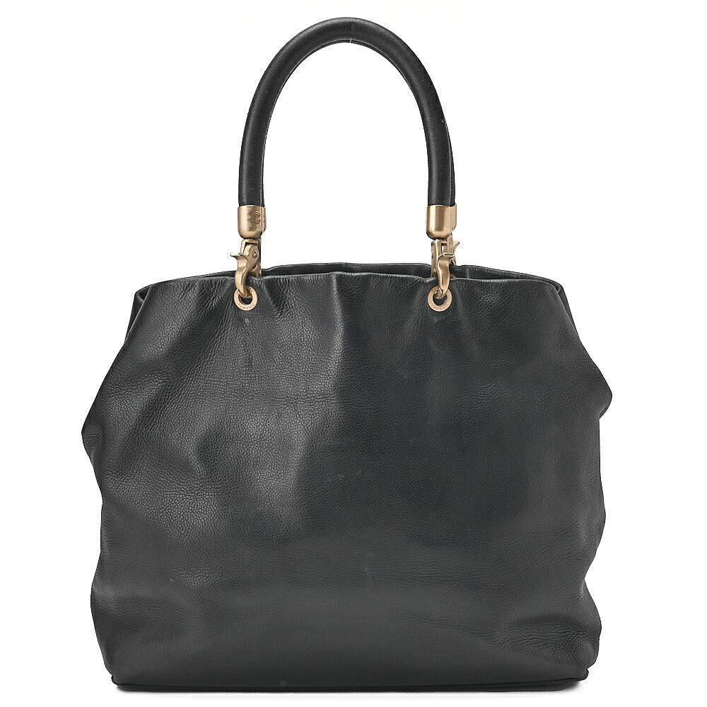CHANEL Handbag (Removable Handle) Cocomark Caviar Skin Black Gold-Tone Hardware, Pre-Owned