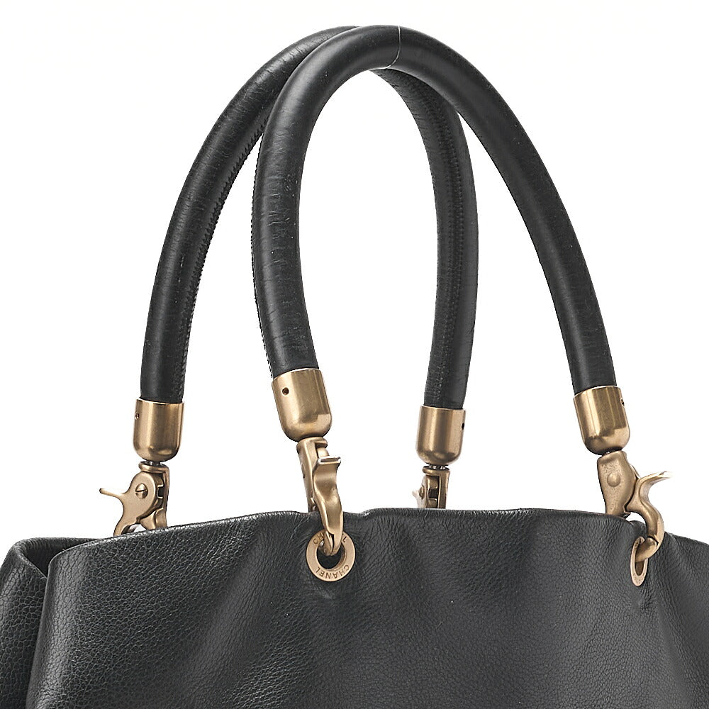 CHANEL Handbag (Removable Handle) Cocomark Caviar Skin Black Gold-Tone Hardware, Pre-Owned