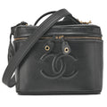CHANEL Shoulder Bag Cocomark Vanity 2way Caviar Skin Black Gold-Tone Hardware, Pre-Owned