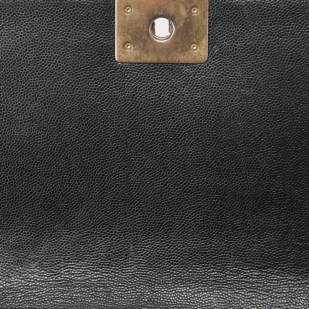 CHANEL Boy Chanel V-Stitch Chain Shoulder Bag Caviar Skin Black Gold-Tone Hardware, Pre-Owned